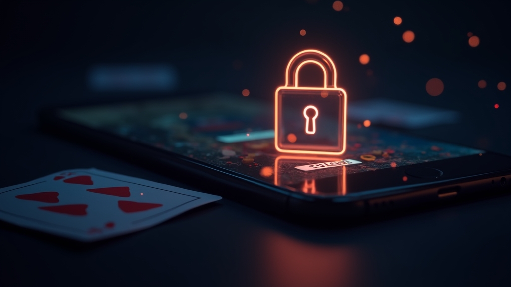 Secure mobile login screen with lock icon in a dark casino setting