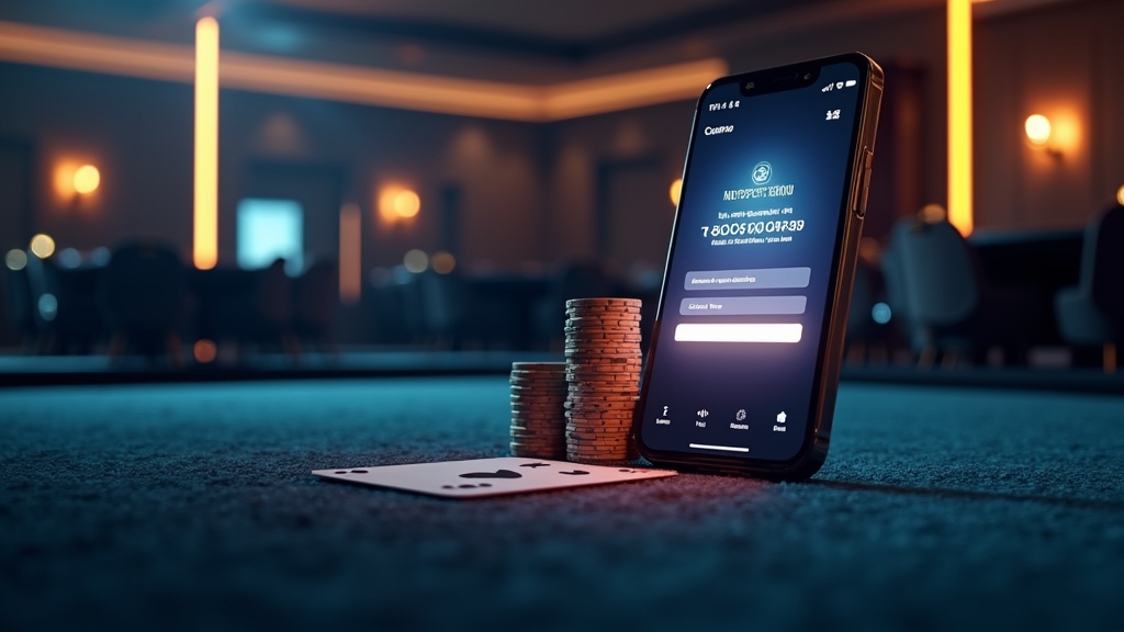 A phone showing a no deposit bonus notification beside a casino registration form