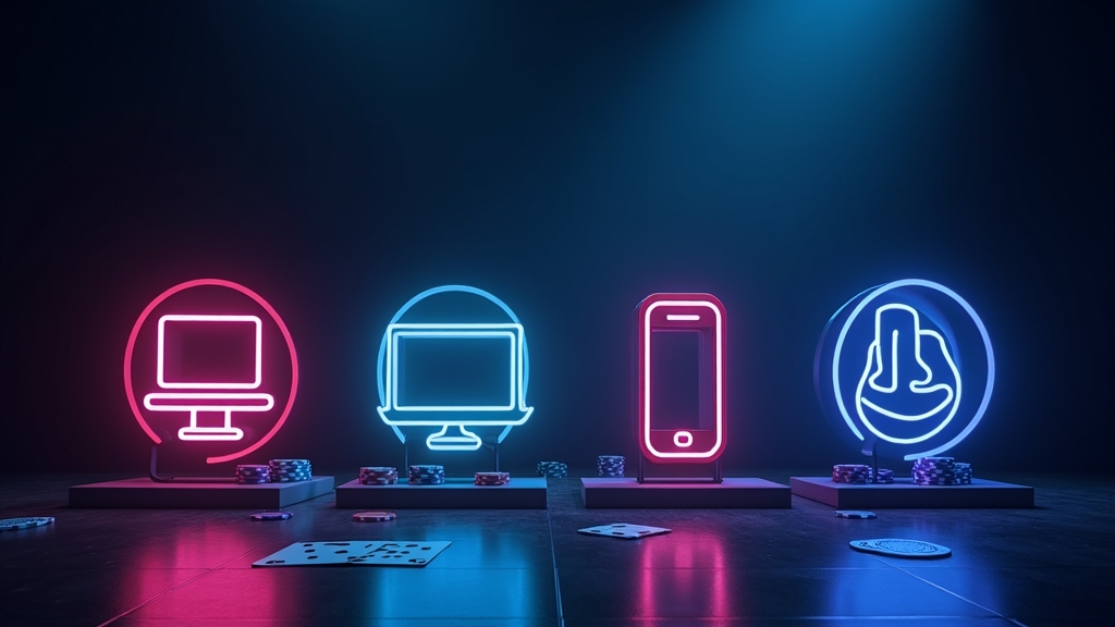 Neon signs showing different bonus paths in a dark casino
